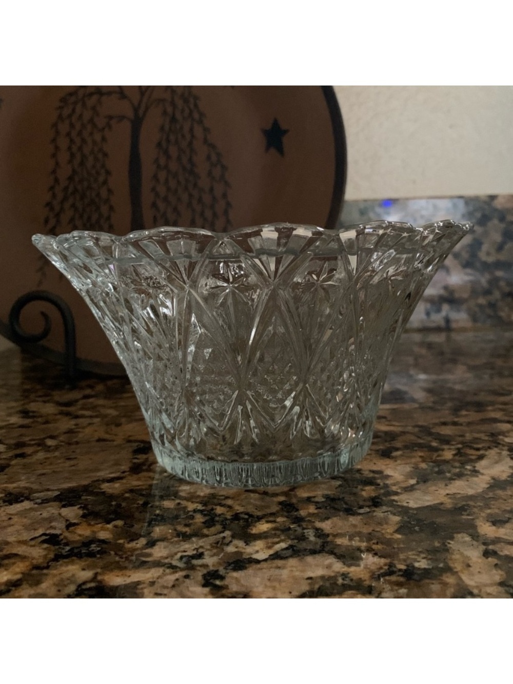 Vintage Diamond Cut Glass Bowl